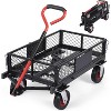 360Lbs Foldable Garden Cart, Outdoor Utility Metal Dump Wagon with 180° Rotating Handle, Removable Sides & All-Terrain Wheels for Lawn, Farm, Yard - 2 of 4