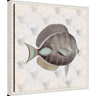 Neutral Vintage Fish Canvas Wall Art with Beaded Frame