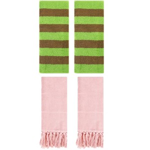 REGALWOVEN 4 Packs Striped and Solid Tassels Absorbent Soft Cotton Hand Towel for Bathroom - 1 of 4