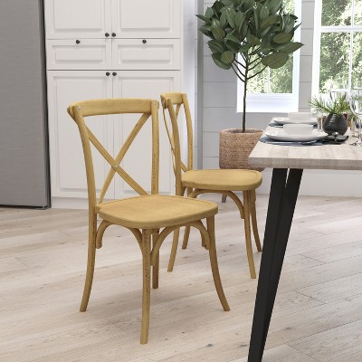 Natural Ash Wood High Cross Back Bistro Side Chair