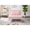 71" Teddy Fabric Convertible Futon Sofa Bed with Gold Metal Legs - 3 of 4
