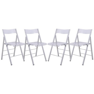 LeisureMod Waterfall Edged Folding Chair with Stainless Steel Frame Menno Series Set of 4