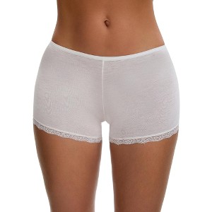 INSPIRE CHIC Women's Seamless Ice Silk Lace Trim Slip Shorts for Under Dresses Lightweight Elastic Boyshorts - 1 of 4