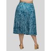 24seven Comfort Apparel Plus Size Teal Geometric Print Elastic Waist Pocket Midi Skirt - 3 of 4