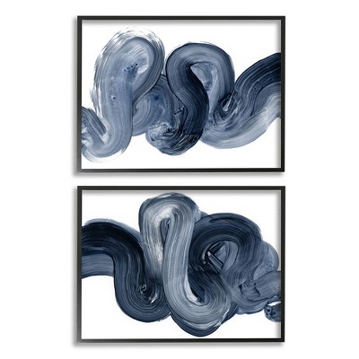 Stupell Industries Curved Abstract Brushstroke Organic Blue Grey