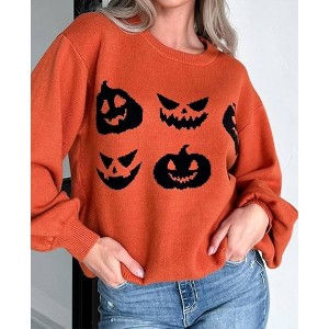 Women's Halloween Pumpkin Face Sweater - fashionworks - 1 of 4