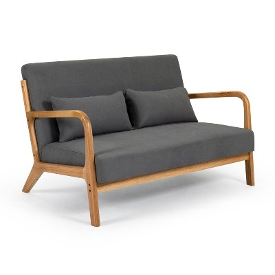 NicBex 45.7 Inch Mid-Century Modern Sofa,2 Seat Couch with Solid Wood Armrest and Feet for Small Space,Bedroom,Apartment