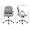 Vynxaria Velvet Home Office Chair, Button Tufted Desk Chair with Padded Armrests, Adjustable Height and Swivel Wheels, Gray - 2 of 4