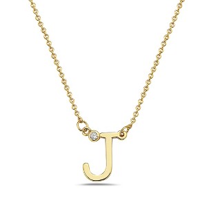 Stylish 14k gold plated initial necklace adorned with sparkling cubic zirconia for a personalized and elegant touch. - 1 of 2
