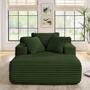 61" Corduroy Plush Deep Seat Compressible Foam Sofa Bed with Cloud-Like Comfort - 1 of 4