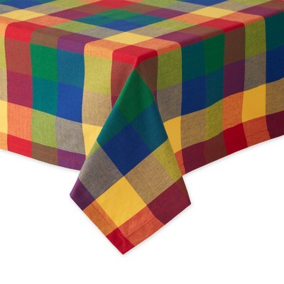 Colorful Checkered Cotton Square Tablecloth, 52x52