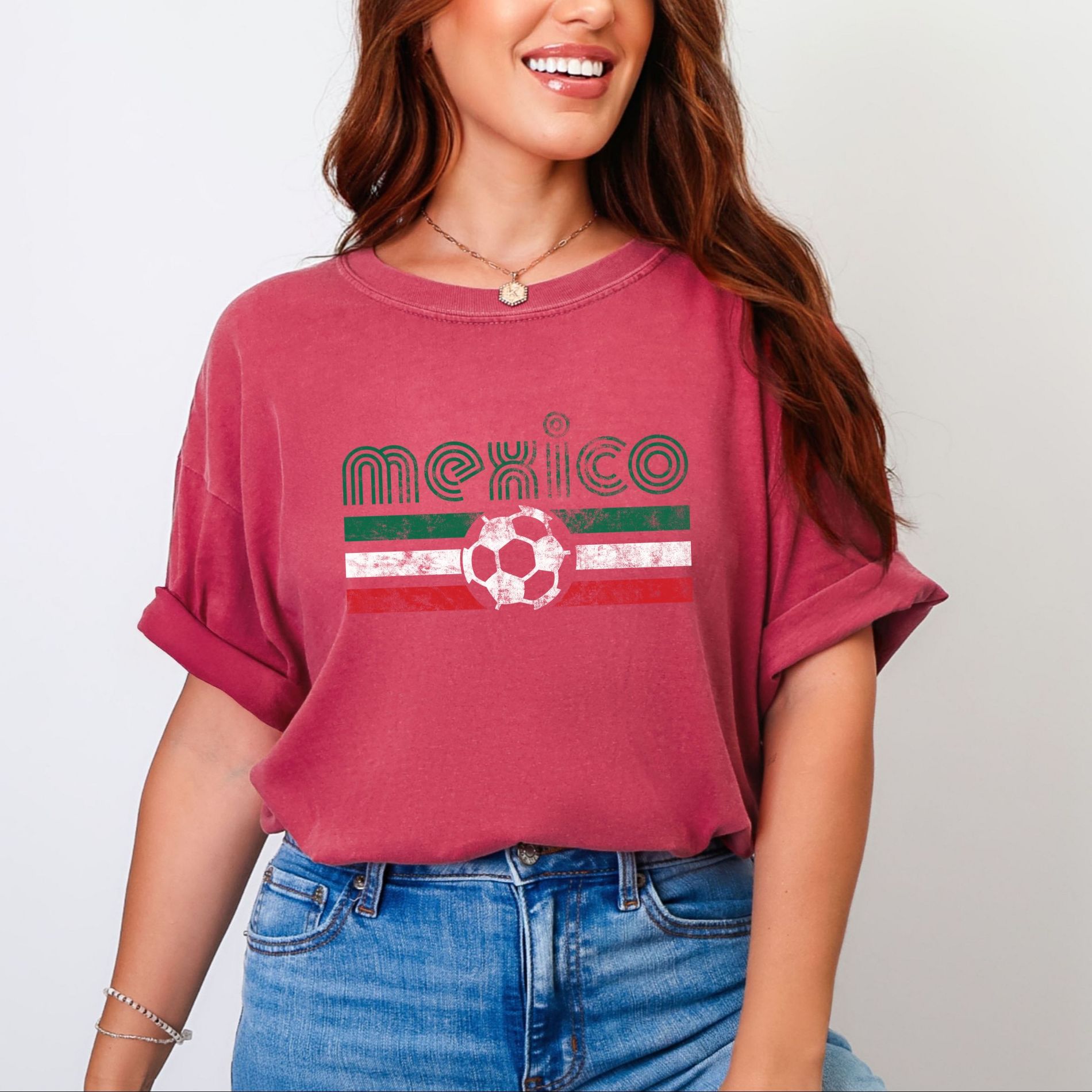 Mexico Soccer Flag - Women's Garment Dyed Graphic T-Shirt