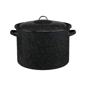 Granite Ware 21 Qt Stock Pot with Lid, Enameled Steel Perfect for Seafood, Steamer for Soups Or Sauces, Speckled Black - 1 of 4