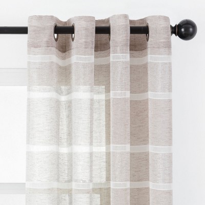 Taupe Sheer Polyester Grommet Window Panels, 52 x 63 Inches
