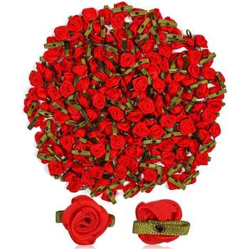 Bright Creations 200-Pack Mini Artificial Red Rose Flower for Gift Wrapping, for Arts and Crafts, Home Decor, 0.6"