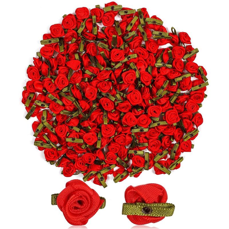 Bright Creations 200-Pack Mini Artificial Red Rose Flower for Gift Wrapping, for Arts and Crafts, Home Decor, 0.6", 1 of 7