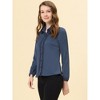 Allegra K Women's Office Solid Turn Down Collar Lace Trim Long Sleeve Button Down Shirt - 3 of 4