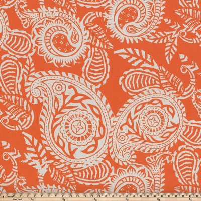 Orange and White Paisley Rectangular Outdoor Throw Pillows, Set of 2