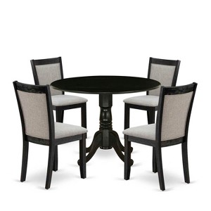 HomeStock 5-Piece Natural Oak Finish Solid Wood Top Dining Table with 4 Parson Chair with Drop Leaf Lattice Back - 1 of 4