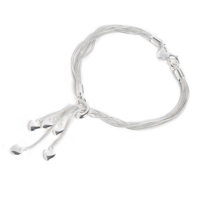 SOHI Women's Silver Heart Charm Bracelet