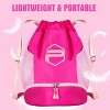 Soccer Ball Bags, Drawstring Basketball Backpack for Sport Training with Ball Shoe Dry and Wet Compartments(Pink) - 2 of 4