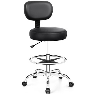 KERDOM Drafting Chair with Backrest  Adjustable Foot Rest Rolling Stool with Wheels, Sliver - 1 of 4