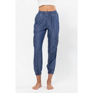 Women's Denim Cargo Joggers - sneak peek - 1 of 3