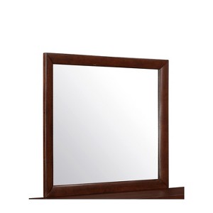 HomeStock Sleek Merlot Mirror with Polished Wood Frame – Contemporary Bedroom Mirror for Dressers - 1 of 3