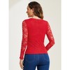 Allegra K Women's Slim Fit Sheer-Long-Sleeves Flower Embroidery Lace Top - 4 of 4