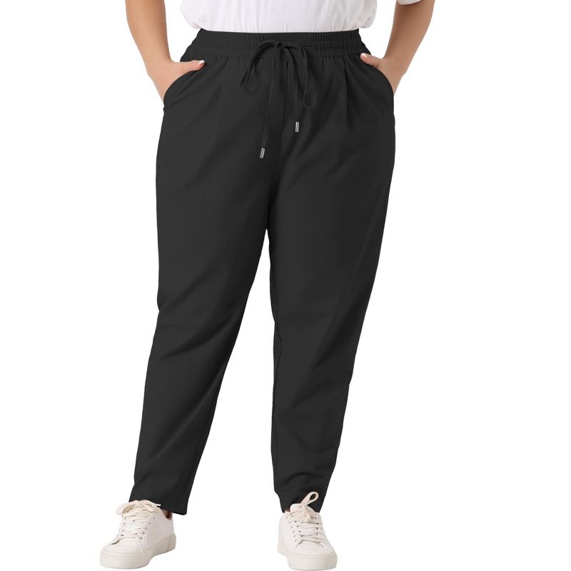 Agnes Orinda Women's Plus Size Straight Leg Drawstring Elastic Loose Comfy with Pockets Lounge Pants, 2 of 6