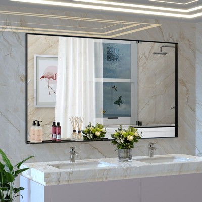 Oversized Rectangle Bathroom Mirror with Frame Decorative Large Wall Mirrors,Vertical or Horizontal Wall Mounted mirror with Aluminum-The Pop Home