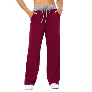 Women's Wide Leg Sweatpants 2025 Trendy Interior Drawstring Baggy Sweatpants High Waisted Casual Trousers Jogger Pant - 1 of 4