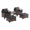Sonkuki 5 Pieces PE Rattan Patio Chairs & Side Table, Patio Furniture with Cushion, Ottomans for Lawn, Sand - 2 of 4