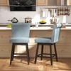 Costway 27" Swivel Bar Stools Set of 2/4 with Rubber Wood Legs Upholstered Linen Bar Chairs Beige/Gray - 2 of 4