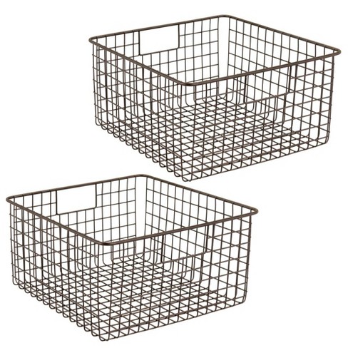 Bronze mDesign Large Metal Storage Basket Bin with Handles for Closets 4 Pack 