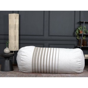 Kumasinova 6.5FT Bean Bag Chair with Light Brown Stripes,Cylindrical Oversize Lounge Chair Indoor,Gaming Bean Bag Chairs for Living Room,Natural+Cream - 1 of 4