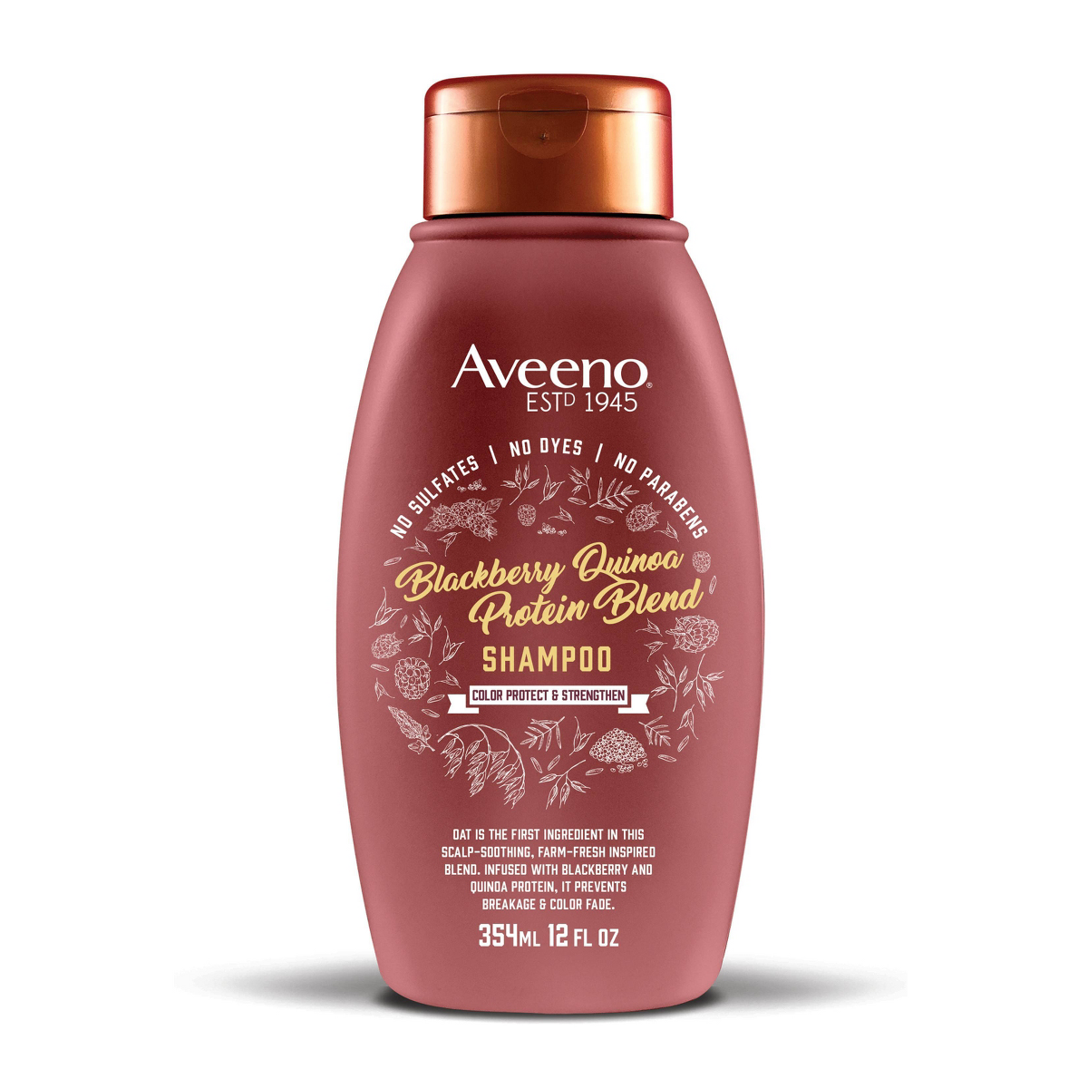 Aveeno Scalp Soothing Blackberry & Quinoa Protein Blend Color Protect & Strengthen Shampoo 12 fl oz product package