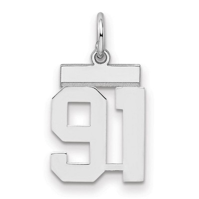 Black Bow Jewelry Sterling Silver, Athletic Collection, Small Polished Number 91 Pendant