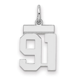 Black Bow Jewelry Sterling Silver, Athletic Collection, Small Polished Number 91 Pendant - 1 of 3