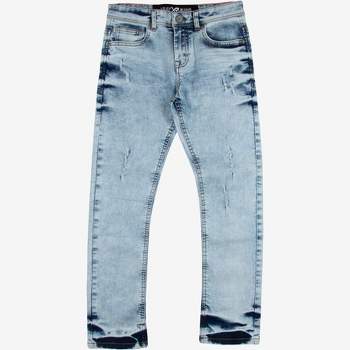 X RAY Boy's Light Washed Distressed Stretch Jeans
