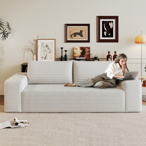 63 Inch Corduroy 2-Seater Sofa,Deep Seat Loveseat Couch,No Assembly,Modern Comfy Sofa for Living Room or Apartment-Baofuwish - 1 of 4