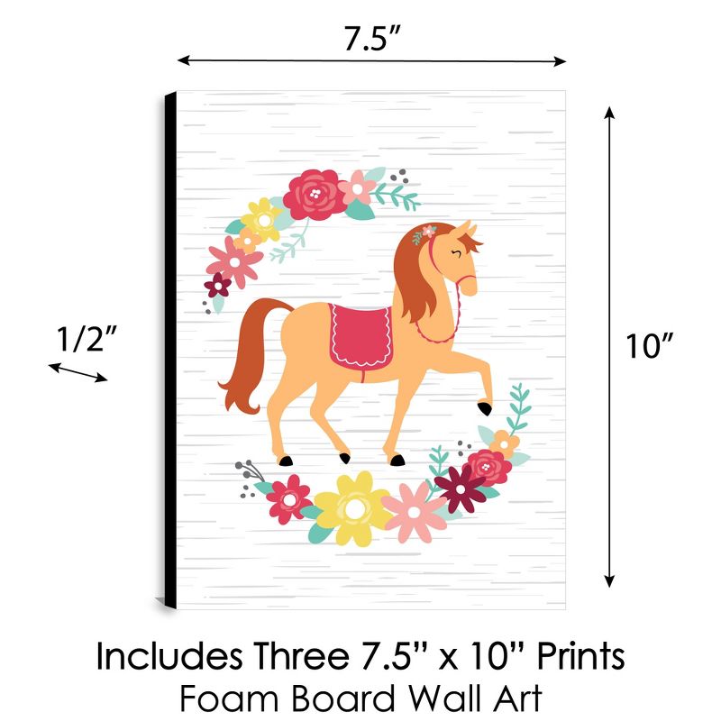 Big Dot of Happiness Run Wild Horses - Floral Pony Nursery Wall Art and Kids Room Decor - 7.5 x 10 inches - Set of 3 Prints, 5 of 8