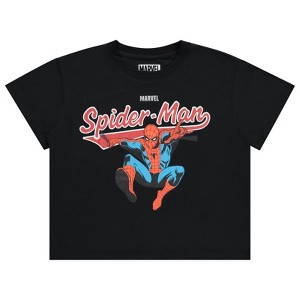 Ladies Marvel Comics Group Shirt - Spiderman, Ironman, Captain America & Hulk Tee - Throwback Classic T-Shirt - 1 of 4