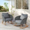TiramisuBest Contemporary Beige Wicker Rocking Chair with Soft Cushions & Solid Wood Frame for Indoor/Outdoor Patio, Balcony, or Living Room - 3 of 4