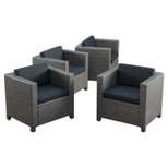 Puerta 4pk All-Weather Wicker Patio Club Chairs - Black - Christopher Knight Home