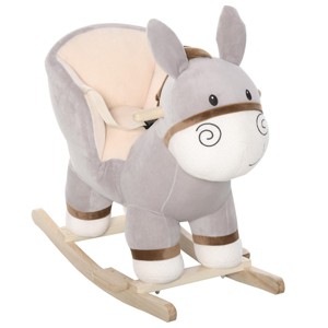 SEVOBAL Toy Vehicles Plush Donkey Ride On Rocking Chair with Sound and Safety Belt for Kids, Gray, 24"*13.5"*22.75" - 1 of 4