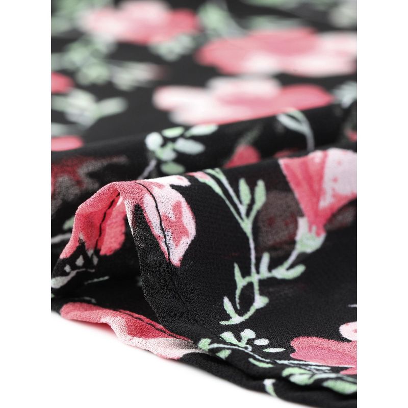 Agnes Orinda Women's Plus Size V Neck Short Sleeve Floral Print Tiered Peplum Blouses, 6 of 8