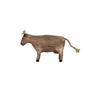 Carved Cow Decorative Accent Natural Wood & Jute by Foreside Home & Garden - 1 of 4