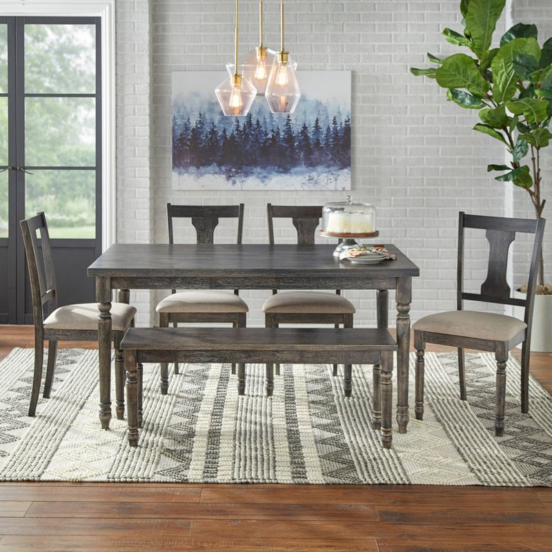 6pc Burntwood Dining Set with Bench - Buylateral, 3 of 11