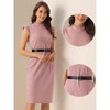 Allegra K Women's Vintage Cap Sleeve Houndstooth Pencil Dress with Belt - 2 of 4